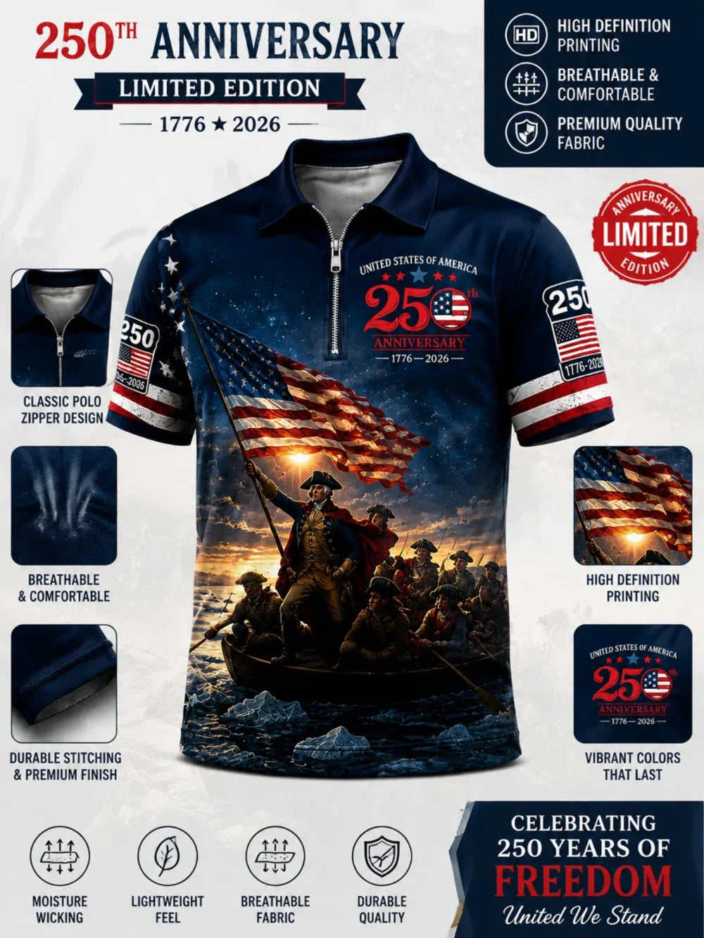 Men's Patriotic Flag Polo Shirt